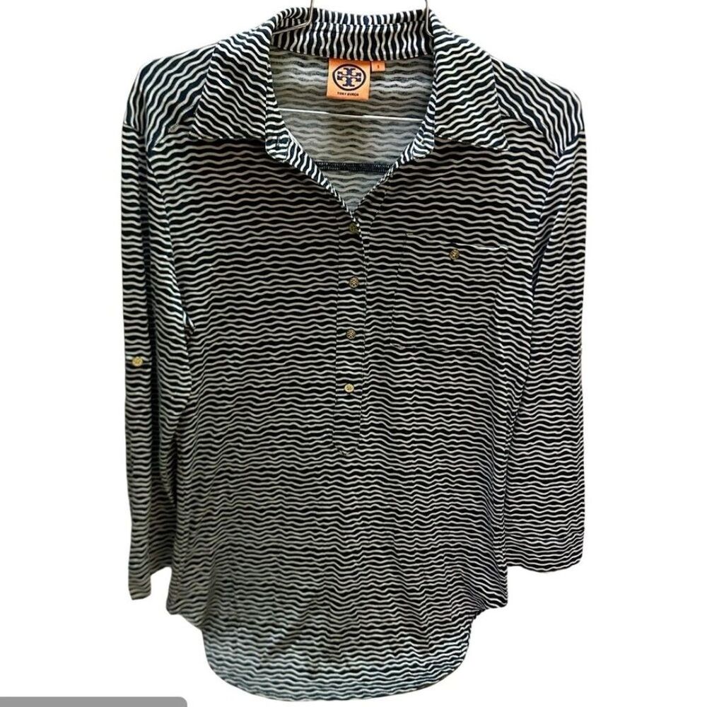 Tory Burch Black and White Button Down Shirt S